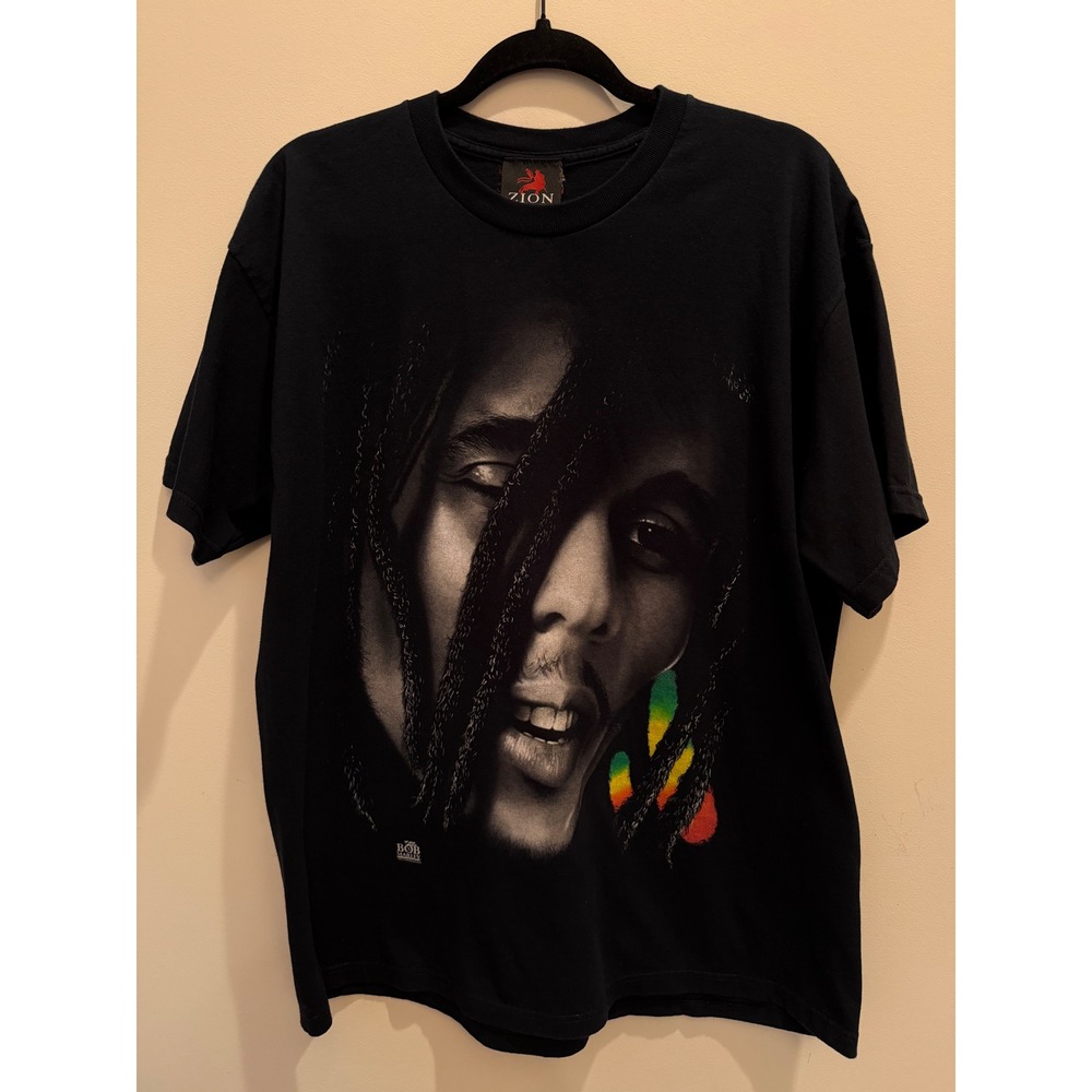 Zion Rootswear Bob Marley Men's XL Black Reggae Graphic T-Shirt